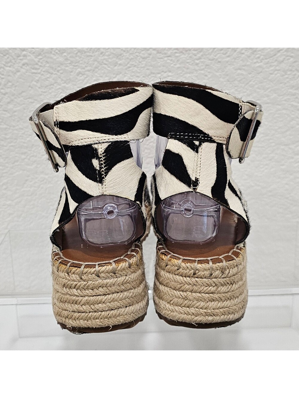 Franco Sarto Marona Zebra Haircalf Espadrille Platform Sandals Women’s 7M - Picture 4 of 14